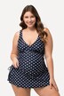 Tankini Bellieva (deux pièces), vêtement de maternité, motif à pois et volant à la base, fronces sur le côté gauche