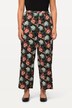 Hose, Jersey mit Blüten, gerades Bein, Elastikbund