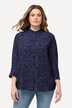 Bluse, heldekkende trykk, ståkrage, 3/4 ermer, krepp