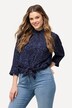 Bluse, heldekkende trykk, ståkrage, 3/4 ermer, krepp