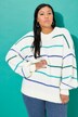 Pullover, oversized, Grobstrick, Colorringel, Rundhals, Langarm