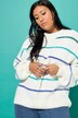 Pullover, oversized, Grobstrick, Colorringel, Rundhals, Langarm