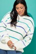 Pullover, oversized, Grobstrick, Colorringel, Rundhals, Langarm