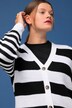 Cardigan, boxy fit, gestreepte mix, V-hals, lange mouwen
