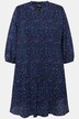 Robe courte plissée, effet de superposition. Col montant avec ruché. Manches 3/4.