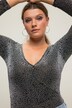Body i slank form med leomønster, glitter, V-udskæring og lange ærmer