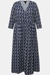 Jerseykjole, A-linje, omslagslook, V-hals, 3/4 erme
