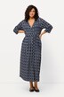 Jerseykjole, A-linje, omslagslook, V-hals, 3/4 erme