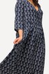 Jerseykjole, A-linje, omslagslook, V-hals, 3/4 erme