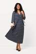 Jerseykjole, A-linje, omslagslook, V-hals, 3/4 erme