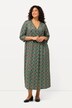 Jerseykleid, Punkte, Wickeloptik, V-Ausschnitt, 3/4-Arm