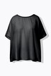Blusa di chiffon dal taglio oversize con scollo rotondo e mezze maniche