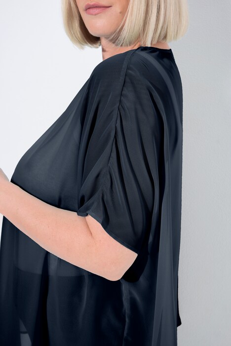 Chiffon blouse, oversized, ronde hals, halve mouwen