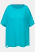 Chiffonbluse, oversized, rund hals, halve ærmer