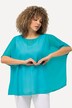 Chiffonbluse, oversized, rund hals, halve ærmer