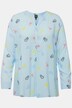 Blusa, estampado de cómic, cuello alzado, escote en V, manga larga
