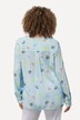 Blusa, estampado de cómic, cuello alzado, escote en V, manga larga
