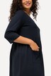 Robe en jersey, silhouette en A, couture empire, col rond, manches 3/4