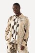 Chemisier en tissu fluide slinky avec mélange d'imprimés, col de chemise et manches longues