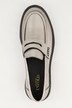 Mocassins en cuir véritable, couleur argentée et semelle plateforme