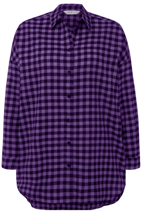 Košilová halenka, oversize, kostkovaný vzor, dlouhé rukávy