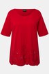 T-shirt à col rond et manches courtes, ourlet « festonné » et broderies