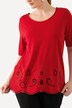 T-shirt à col rond et manches courtes, ourlet « festonné » et broderies