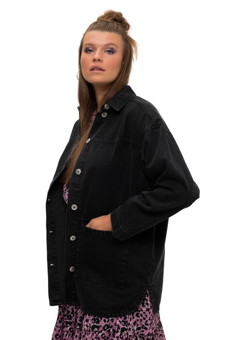Džínová košile, oversize, kapsy s klopou, límeček, dlouhé rukávy