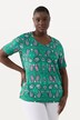 T-shirt en tissu fluide slinky, motif cachemire, décolleté en forme de cœur et manches courtes