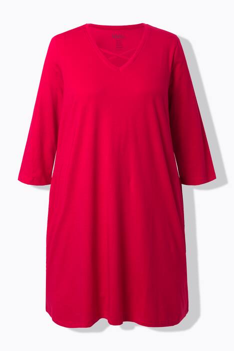 Longshirt, sierbanden, A-lijn, V-hals, 3/4-mouwen