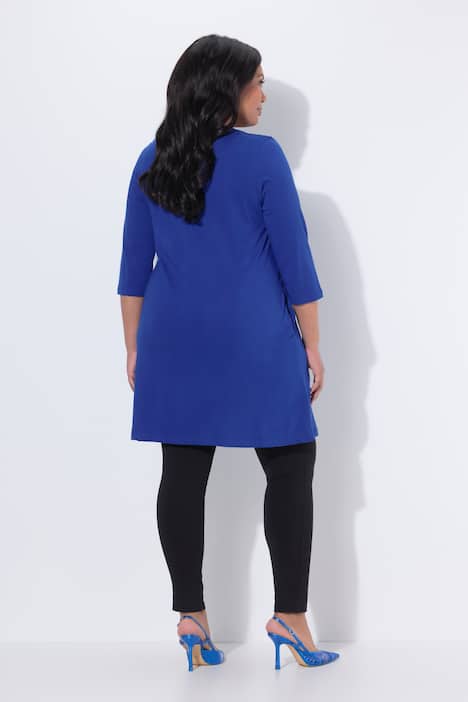 Longshirt, sierbanden, A-lijn, V-hals, 3/4-mouwen