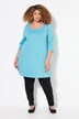 T-shirt long, coupé évasée, décolleté carré et manches 3/4