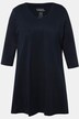 T-shirt long, coupe évasée, décolleté en V et manches 3/4