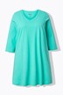 T-shirt long, coupe évasée, décolleté en V et manches 3/4
