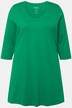 T-shirt long, coupe évasée, décolleté en V et manches 3/4
