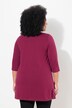 T-shirt long, coupe évasée, décolleté en V et manches 3/4