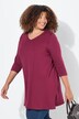 T-shirt long, coupe évasée, décolleté en V et manches 3/4