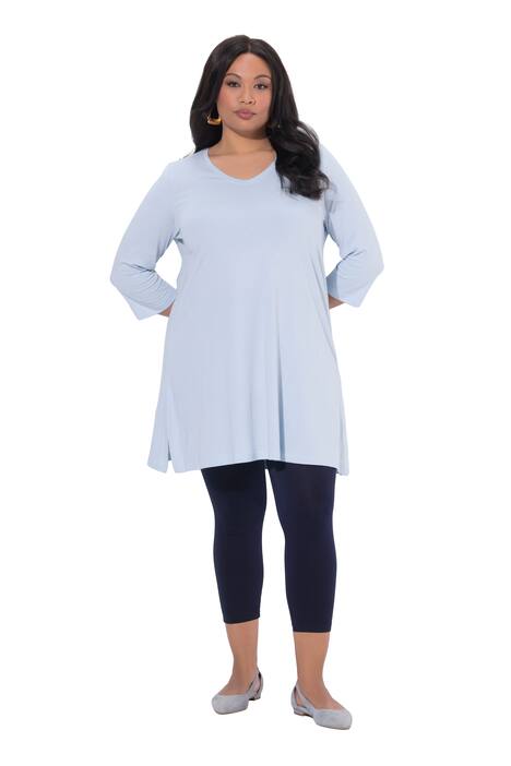 Dlouhé tričko, A střih, výstřih do V, 3/4 rukváy