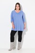 T-shirt long, coupe évasée, décolleté en V et manches 3/4
