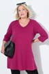 T-shirt long, coupe évasée, décolleté en V et manches 3/4