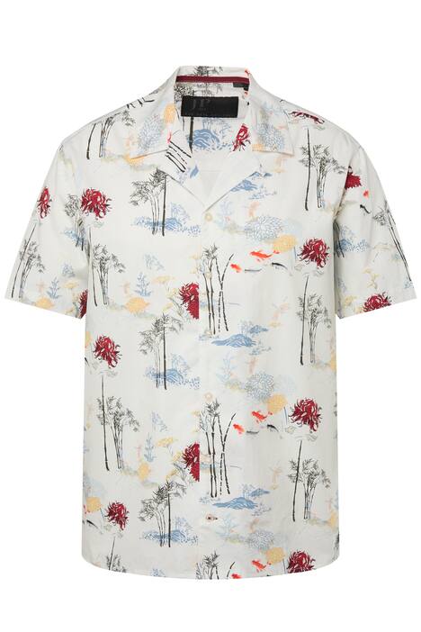 Košile, krátké rukávy, květovaný potisk, Cuba límeček, Cuba střih, do 8XL