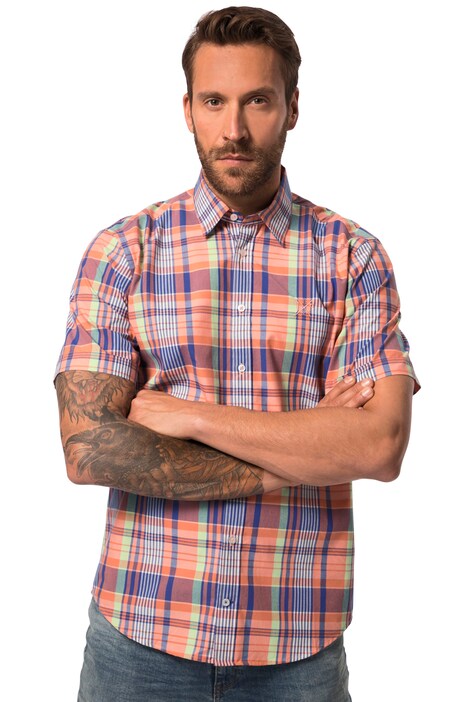 Kostkovaná košile, krátké rukávy, Kent límeček, Modern střih, do 8XL