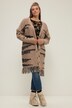 Cardigan, oversize, jacquardstrik, frynsekant, V-udskæring, lange ærmer