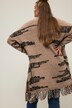 Cardigan, oversize, jacquardstrik, frynsekant, V-udskæring, lange ærmer