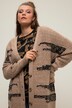 Cardigan, oversize, jacquardstrik, frynsekant, V-udskæring, lange ærmer