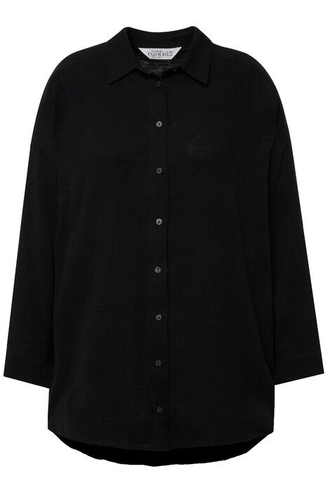 Halenka, oversize, mušelín, flitrové srdce na zádech, límeček, dlouhé rukávy