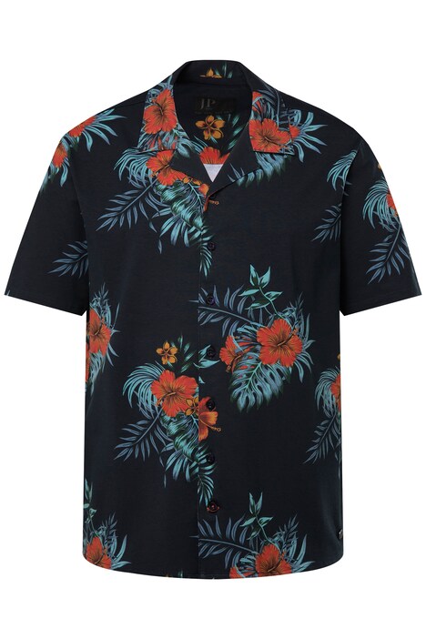 Košile FLEXNAMIC®, krátké rukávy, květovaný potisk, Cuba límeček, Cuba střih, do 8XL