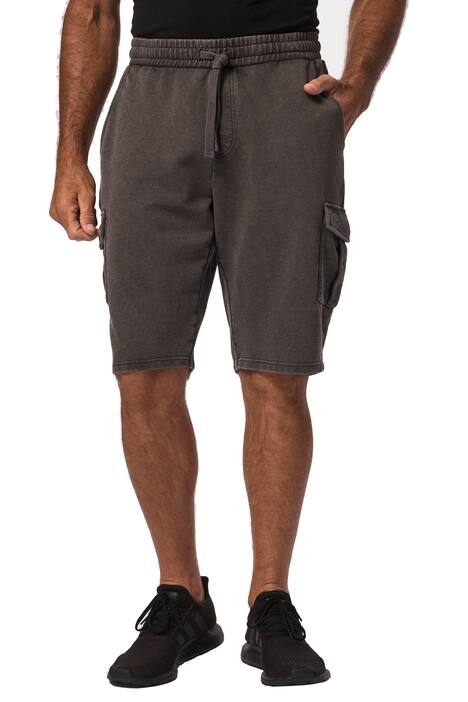 Teplákové bermudy, cargo kapsy, vintage vzhled, elastický pas, do 8XL