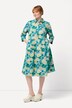 Robe chemisier, fleurs, coupe évasée, manches 3/4