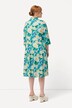Robe chemisier, fleurs, coupe évasée, manches 3/4